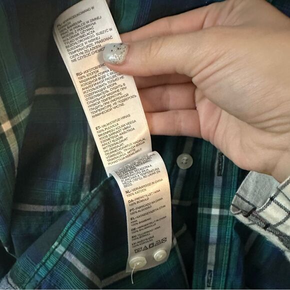 Original Penguin long sleeve shirt blue green XL - Picture 7 of 8